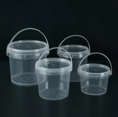  Secchio in PP trasparente da 500 ml in plastica trasparente per alimenti da 1 l per alimenti Secchio per imballaggio con logo personalizzato
