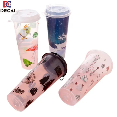 Bottiglia a tazza in plastica utilizzare etichetta Icl nell&prime;etichetta dello stampo