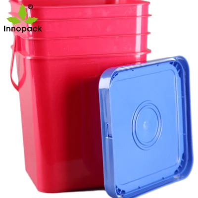 Secchio quadrato in plastica da 20 litri con coperchio per verniciatura colorata grossista
