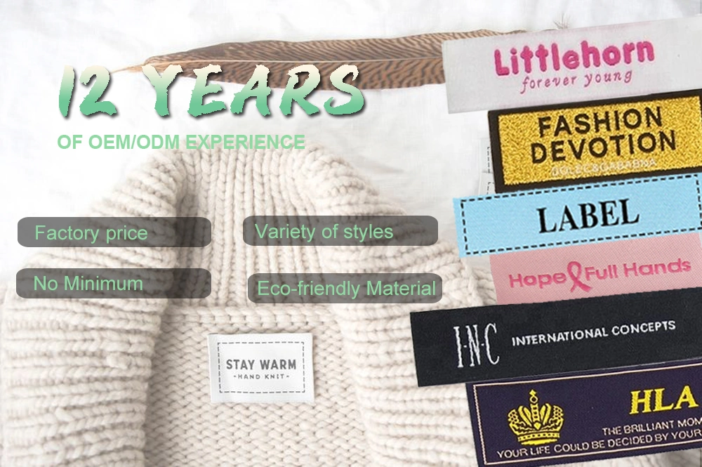 Factory Cheap Price Embossed Brand Name Logo Garment Accessories Woven Label