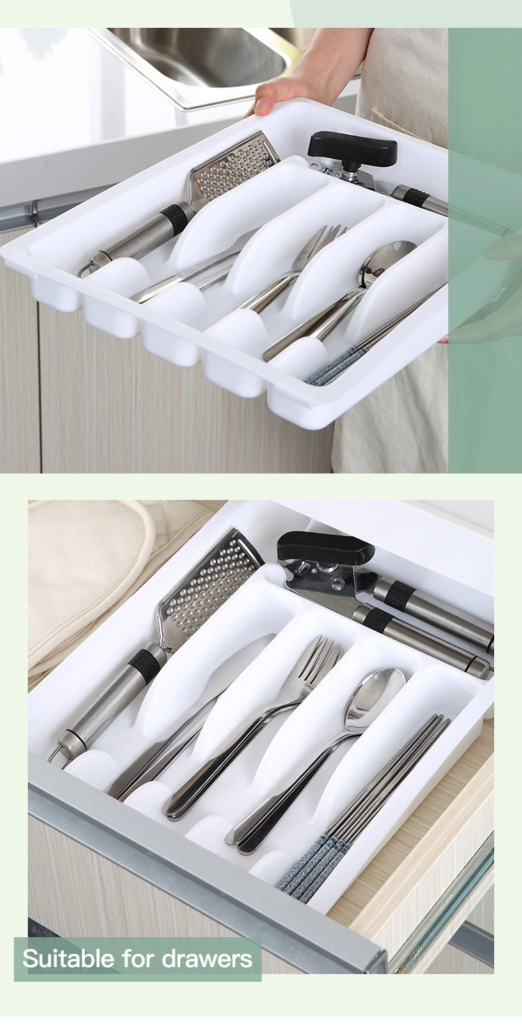 Plastic Kitchen Drawer Tray Bag Holder Plastic Extendable Cutlery Drawer Organizer