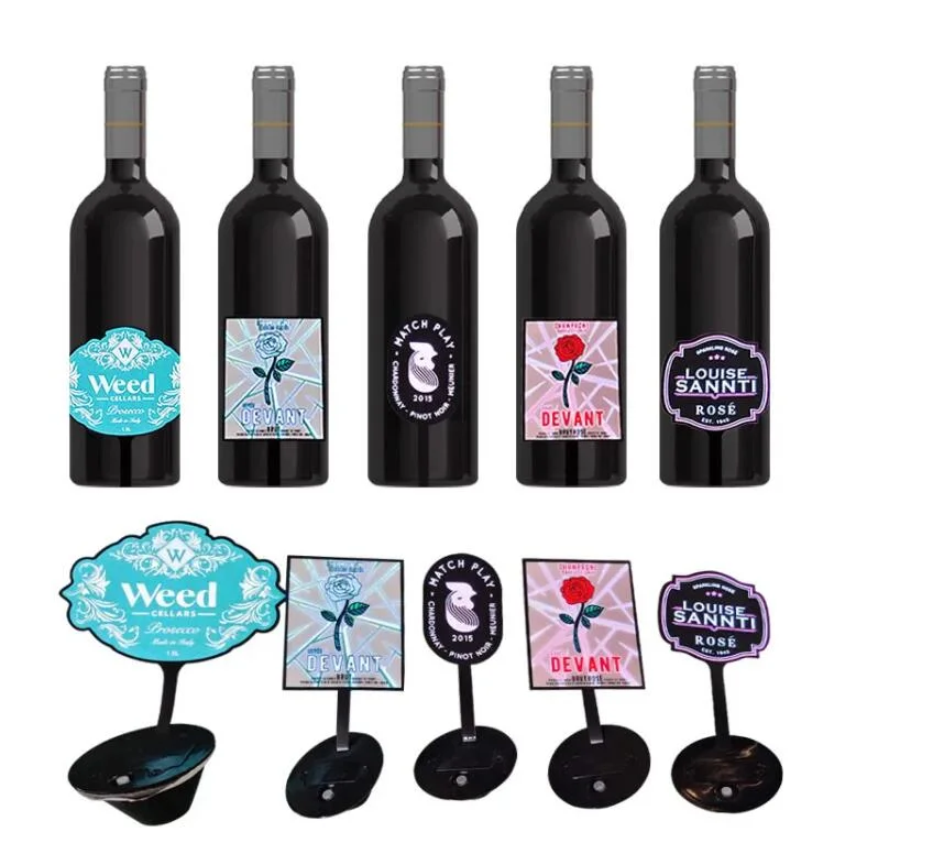 2024 New Mold Wine Label Customized Bottle Sticker Glow Label EL Bottle Sticker Label