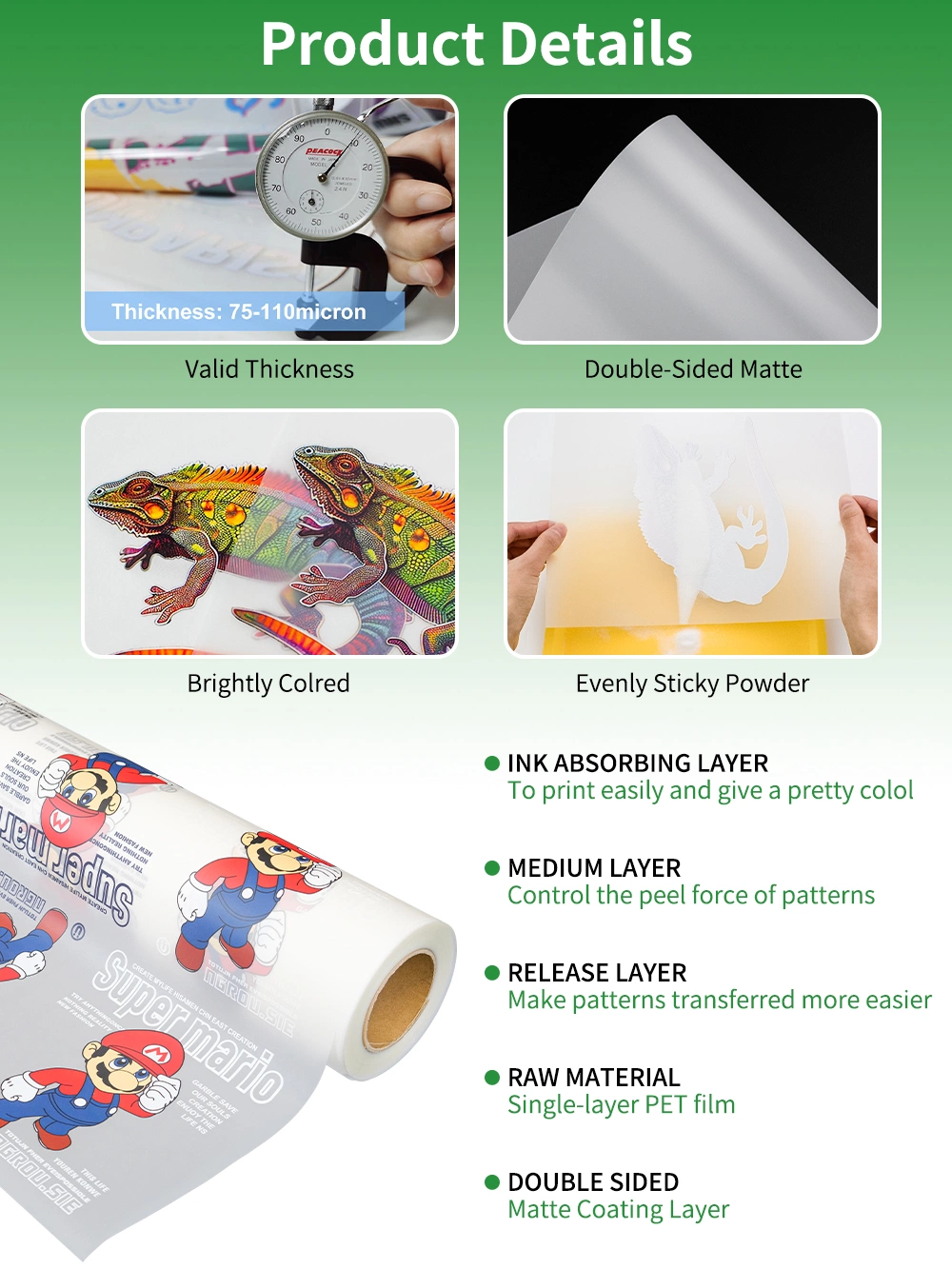 Factory Price Heat Transfer Pet Film 30cm 60 Cm in Roll