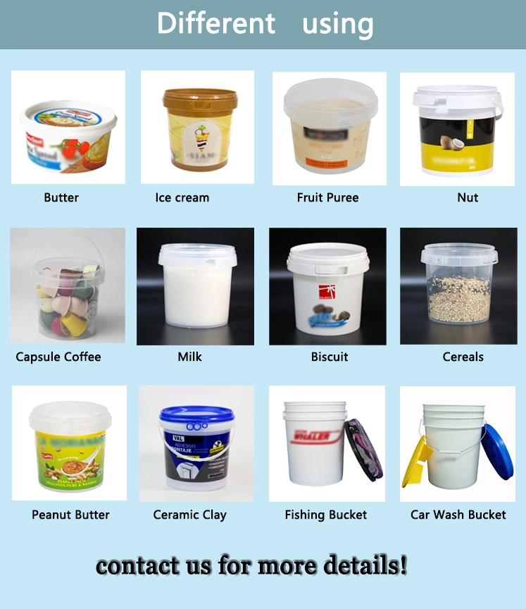 Custom Label Cookies Ice Cream Leak Proof Plastic Bucket 380ml 1L 2L 1gallon Food Grade Container with Lid