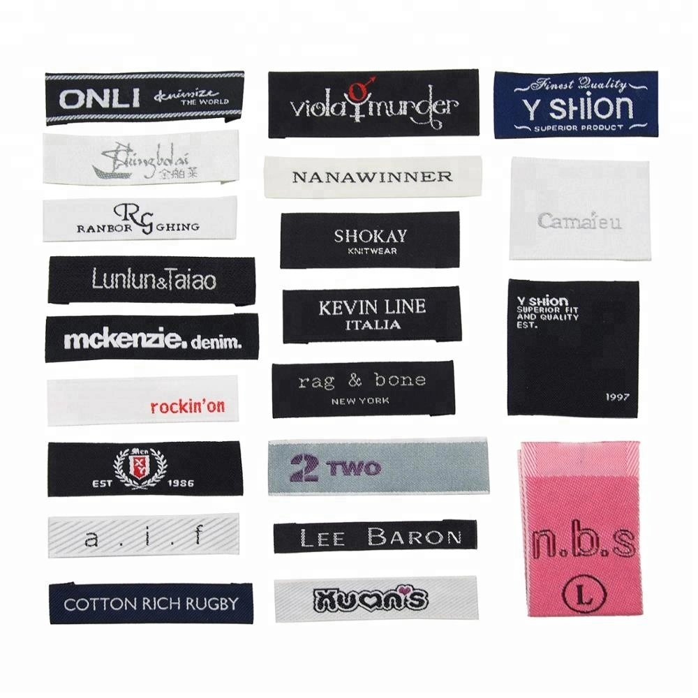 Shanghai Manufacturer Custom Printing Logo Fabric Clothing Sewing Tags Woven Clothes Label for T-Shirt