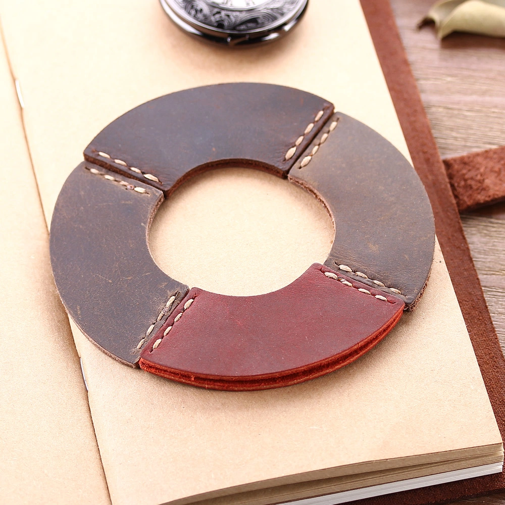 Craftsmen Handcrafted Gift Custom Logo Premium Genuine Fan-Shaped Leather Bookmark Dropshipping