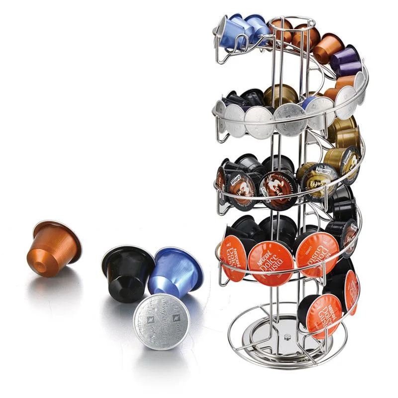 360 Degree Rotating Coffee Bar Storage Organizer Coffee Capsule Pod Storage Organizer