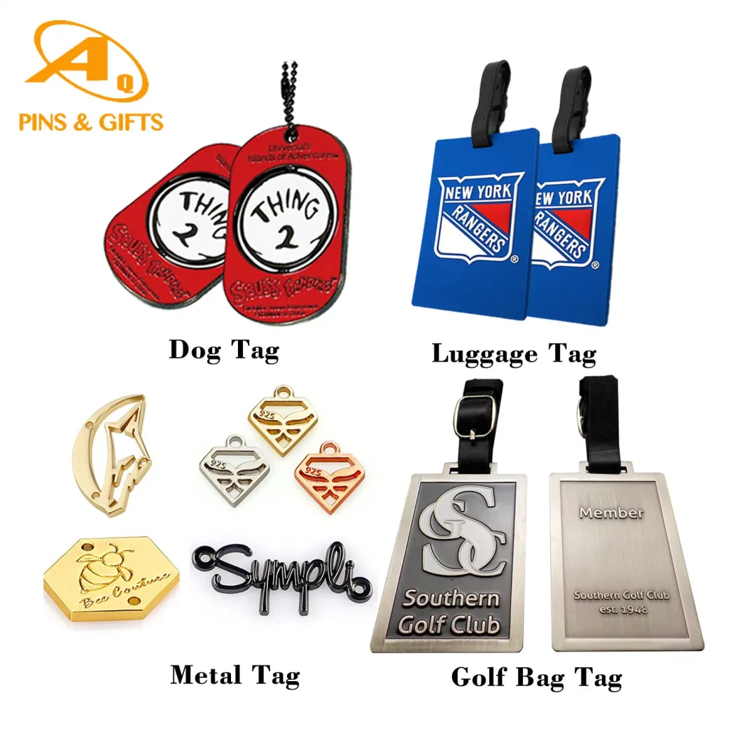 China Wholesale Private 3D Blank Aluminum Custom Logo Sticker Clothing Hang Tag ID Luggage Dog Pet Name Beer Bottle Handbag Furniture Shoe Garment Metal Label