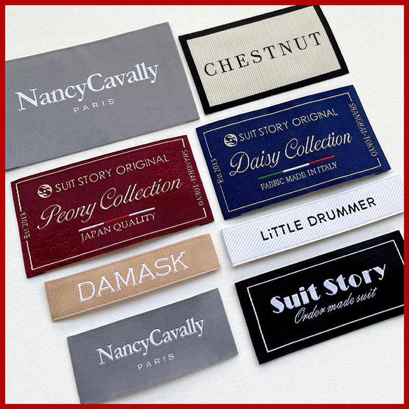 Oeko-Tex Certificate Damask Woven Label Custom Clothing Neck Label for Garment