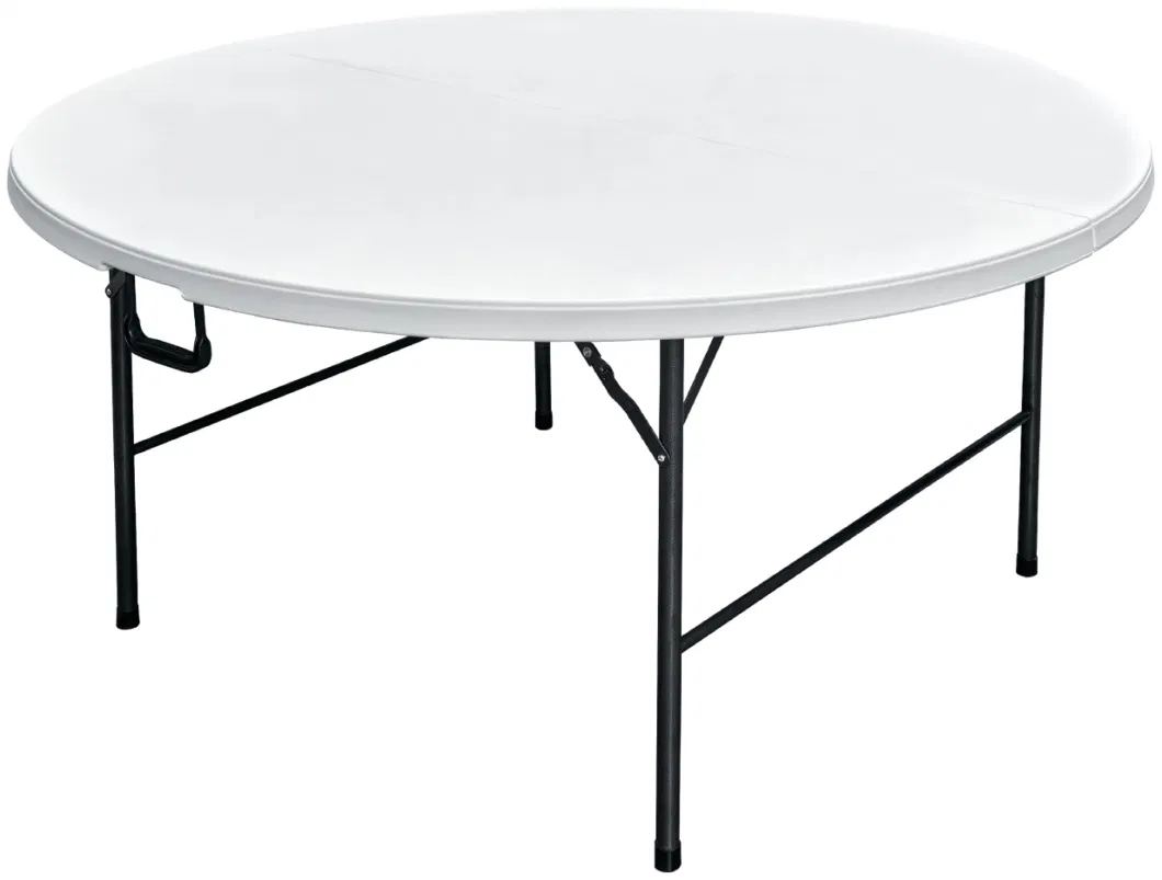 Single-Piece Plastic Folding Round Table with Steel-HDPE