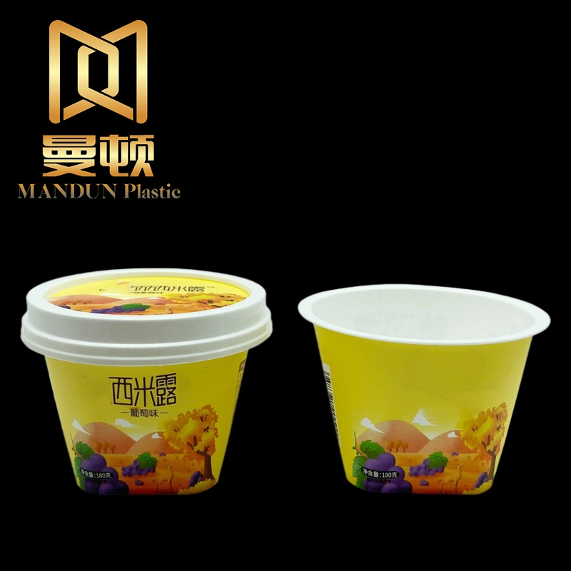 Mandun PP in Mold Label Plastic Cup Frozen Yogurt Ice Cream Containers Sweet Food Disposable Cup with Lid Iml