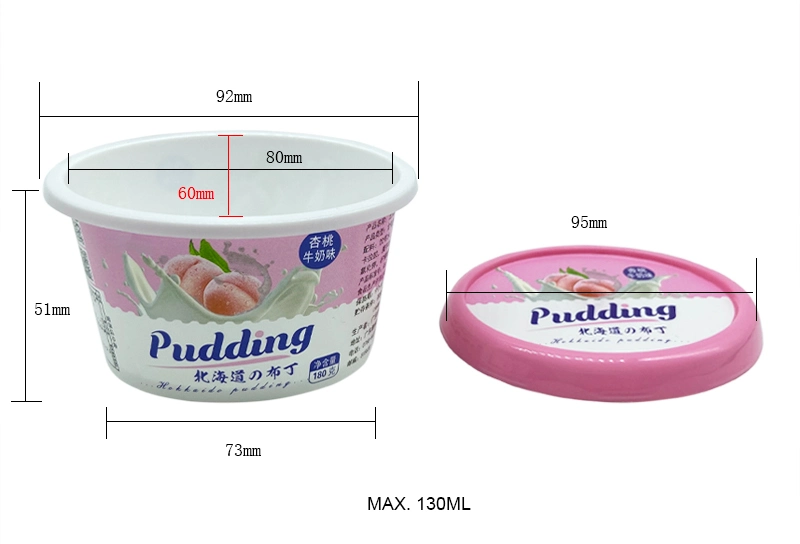 Oval Shape 130ml Plastic PP Frozen Iml Packaging Butter Yogurt Cup