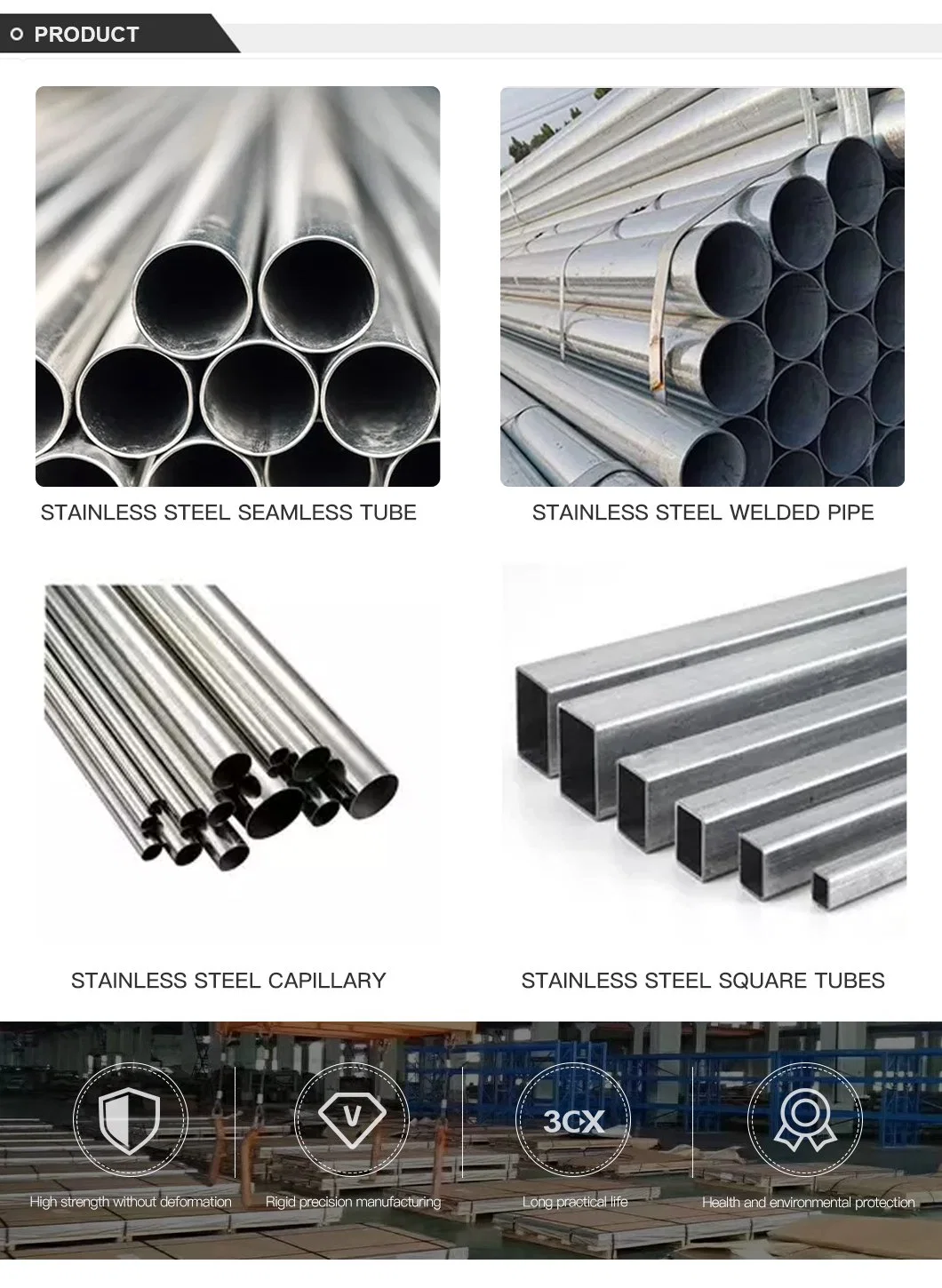 ASTM312 Hot/Cold Rolled Seamless Stainless Steel Pipe Tube