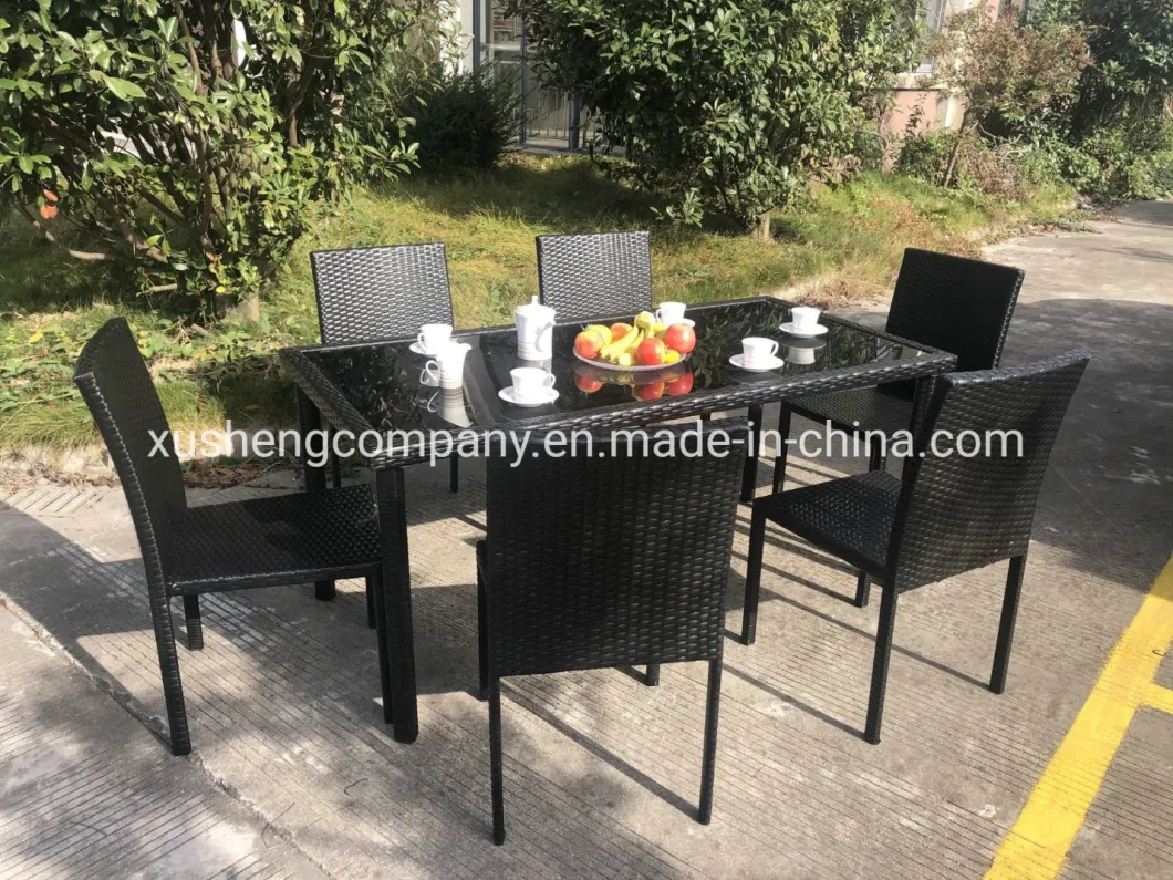 6 Seaters Dining Set Table &amp; Chairs Wicker Rattan Outdoor Leisure Garden Furniture