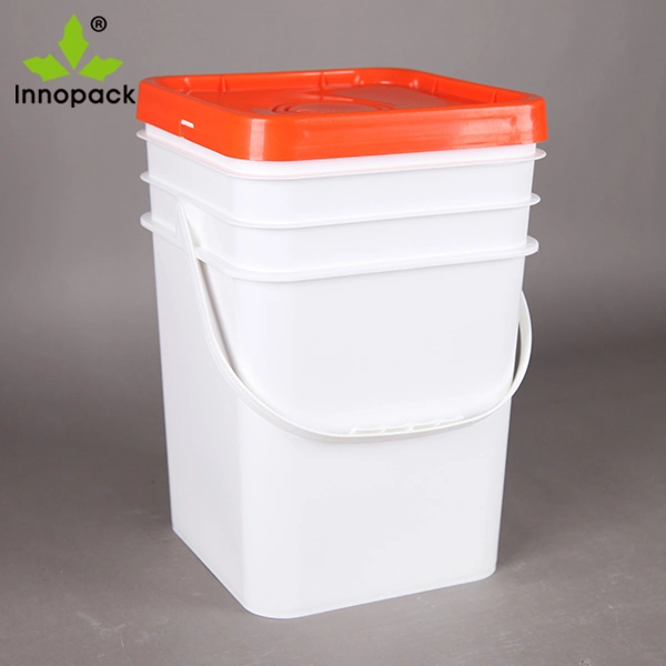 20L Square Plastic Pail Bucket with Lids (PPP20L004FS)
