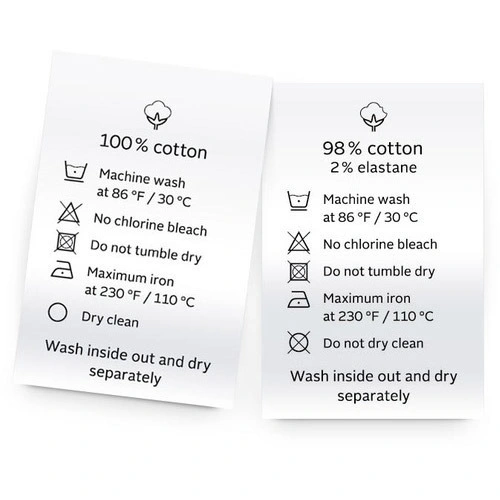 Personalized Custom Design Washing Instructions Silk Screen Satin Clothing Washable Care Label for Clothes