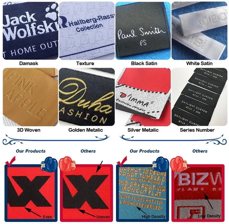 Shanghai Manufacturer Custom Printing Logo Fabric Clothing Sewing Tags Woven Clothes Label for T-Shirt