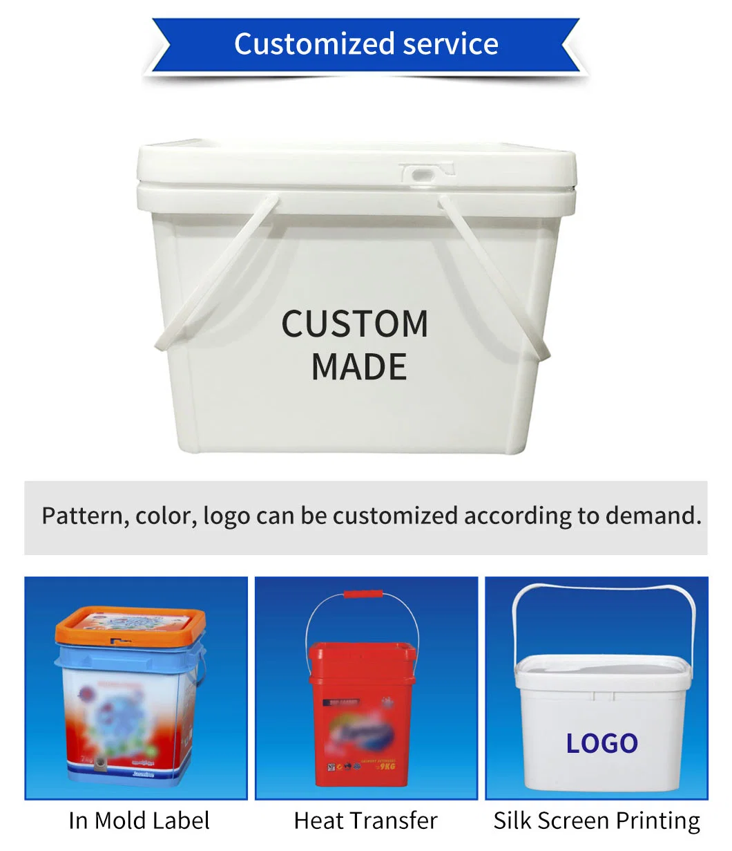 Custom Iml Plastic 1L Detergent Powder Washing Chemical Packaging Bucket Container with Handle Lid
