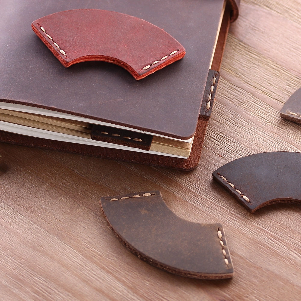 Craftsmen Handcrafted Gift Custom Logo Premium Genuine Fan-Shaped Leather Bookmark Dropshipping