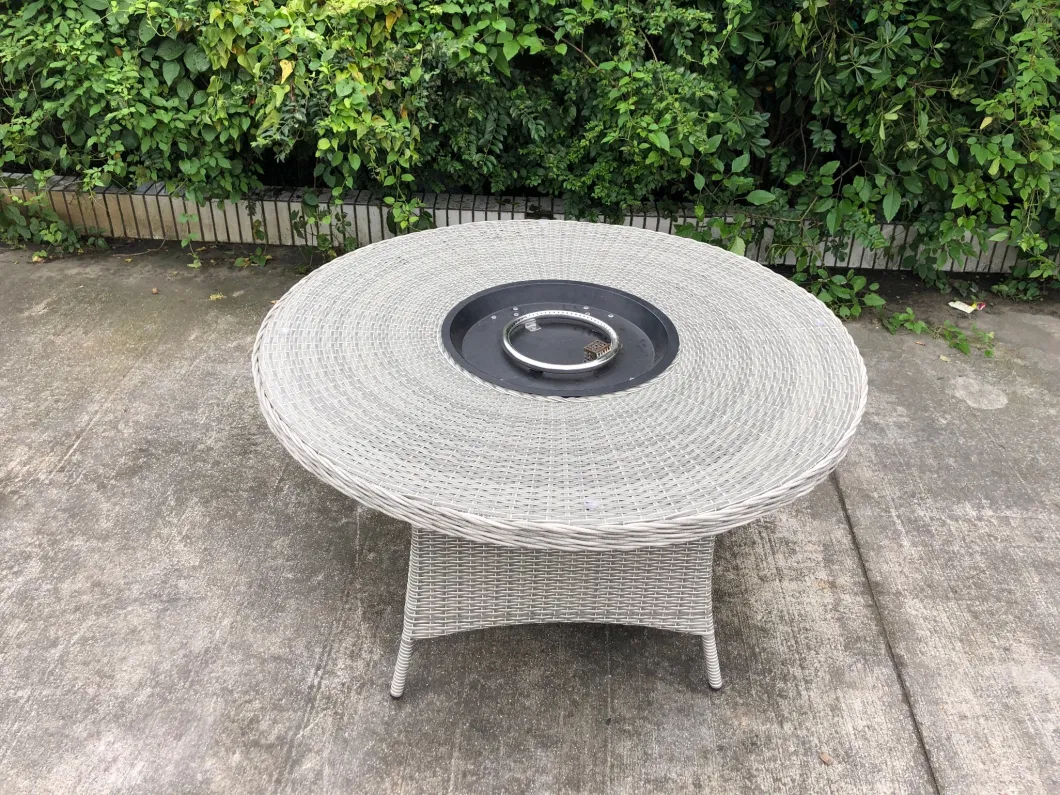 with Round Fire Pit Outdoor Garden &amp; Patio Barbecue PE Rattan Round Table