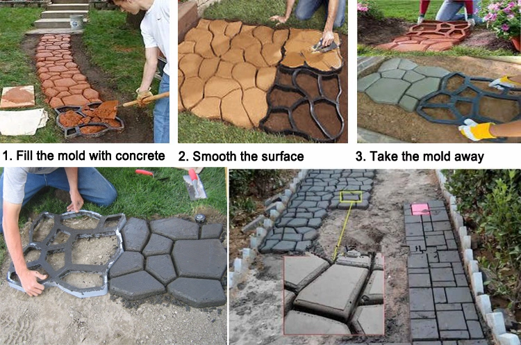 DIY Pathmate Plastic Concrete Mould Decorate Yard Garden Pathway