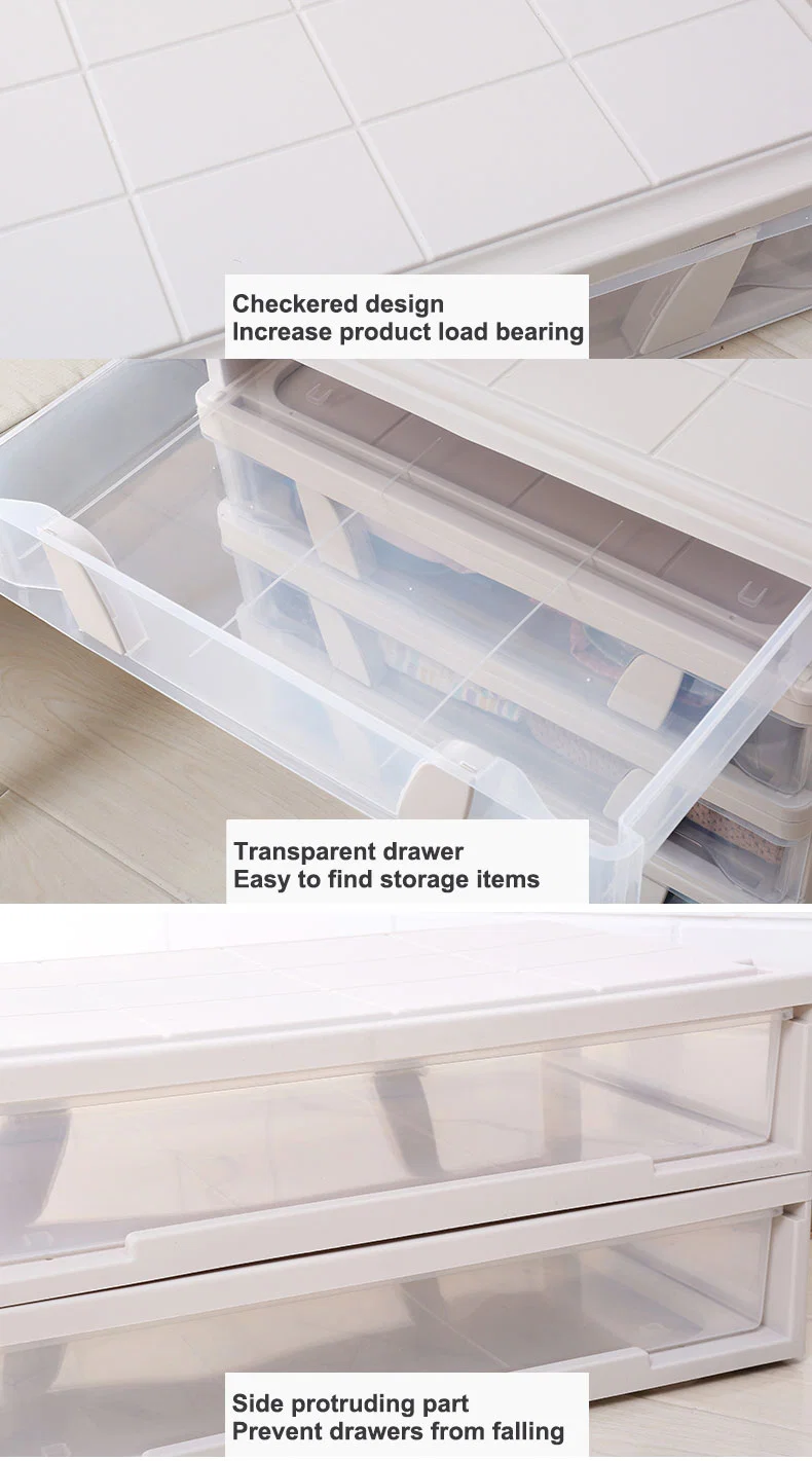 Lvcat Under Bed Sorting Box Plastics Storage Cabinet Drawers with Wheels