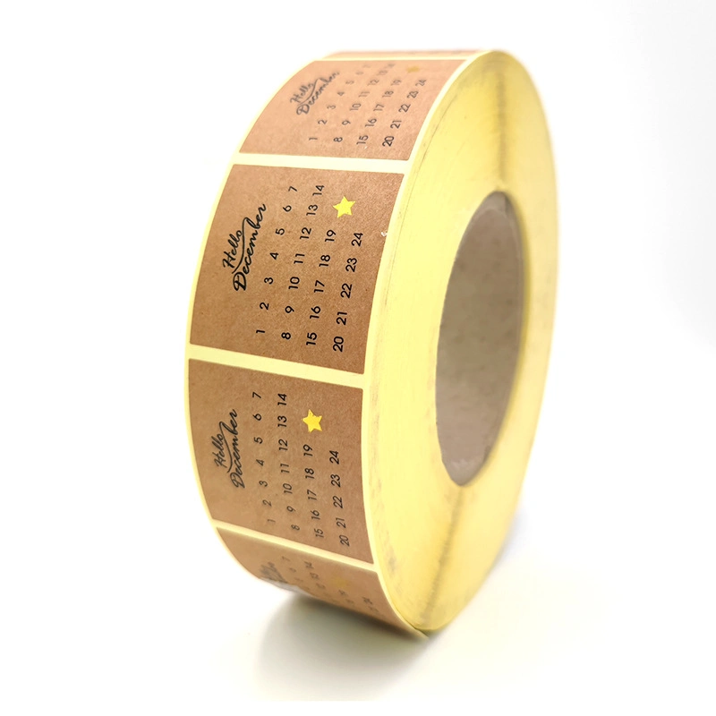 Custom Product Label Kraft Paper Eco with Gold Foil Hot Stamping Label Sticker