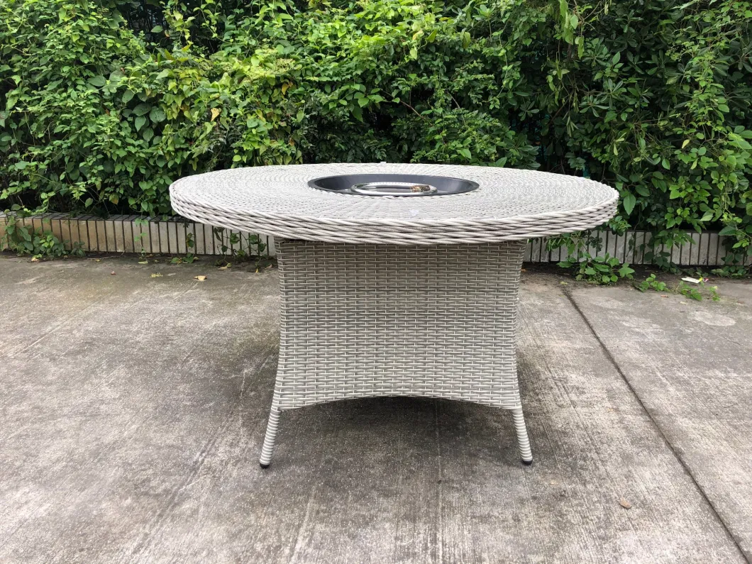 with Round Fire Pit Outdoor Garden &amp; Patio Barbecue PE Rattan Round Table