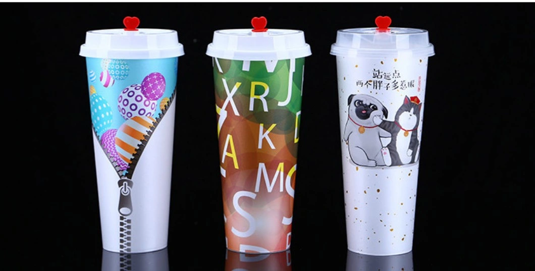 12oz 16oz 22oz in-Mold Labeling Boba Cup Plastic Iml Coffee Cup Printed with Full Graphics