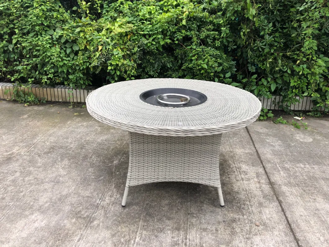 with Round Fire Pit Outdoor Garden &amp; Patio Barbecue PE Rattan Round Table