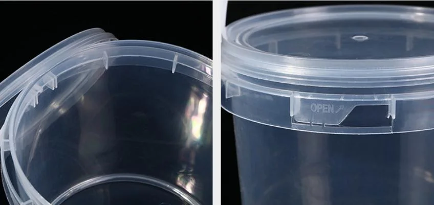 Food Grade 500ml 1L Clear Transparent Plastic PP Bucket Food Packaging Bucket with Custom Logo