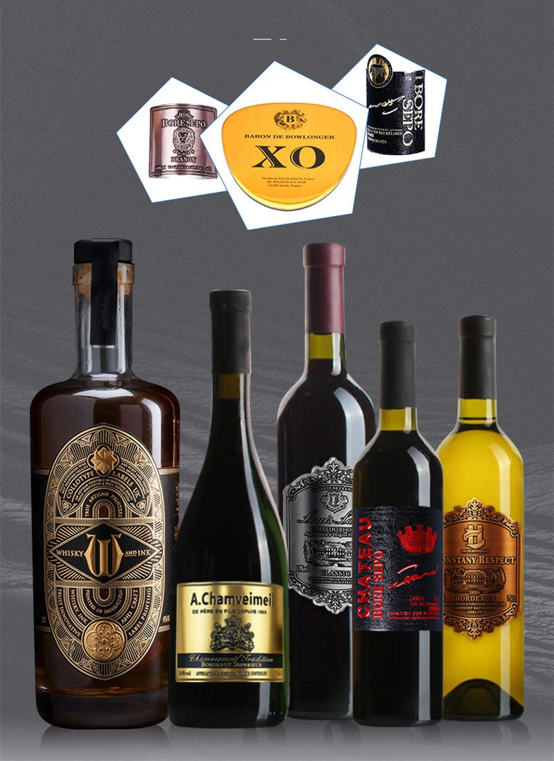 Manufacture Provides Gold Color Free Wine Metal Label Design Red Wine Metal Label Anti-Piracy Label