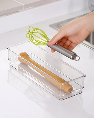 Simple Storage Organizer for Kitchen Drawer Storage Bin for Wine Opener Spoon Strainer Cutlery Acrylic Plastic Drawer Organizer