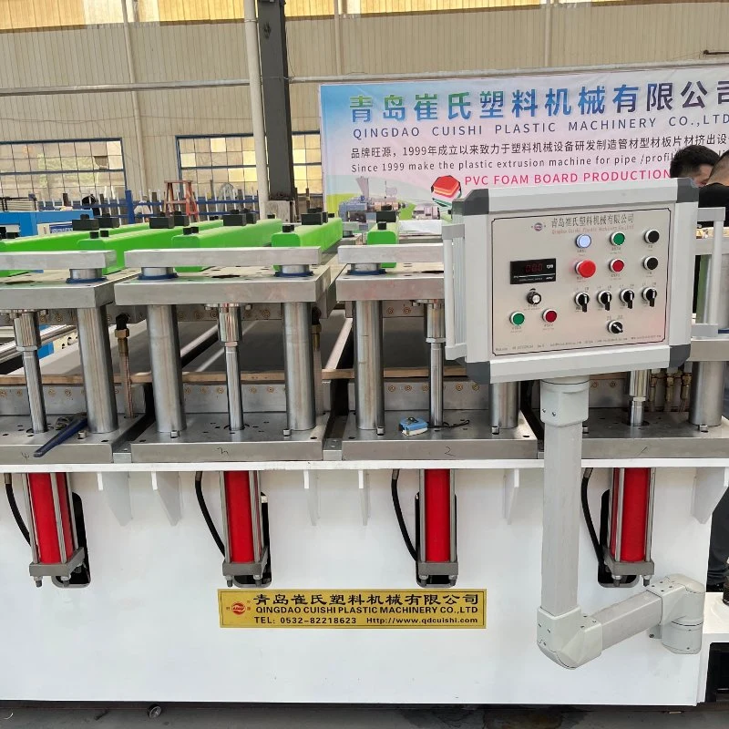 Plastic Sheet Cutting Machine PVC WPC Foam Foaming Skirting Board Making Manufacturing Machine