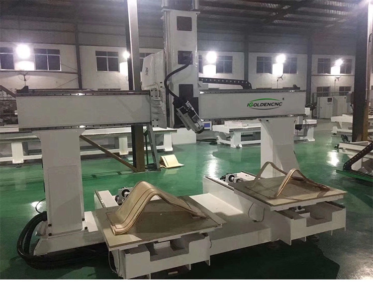 Atc 4 Axis Wood CNC Router Wood Chair Making Automatic Tool Change Foam Wood Chair Mold Engraving Machine with Two Movable Table
