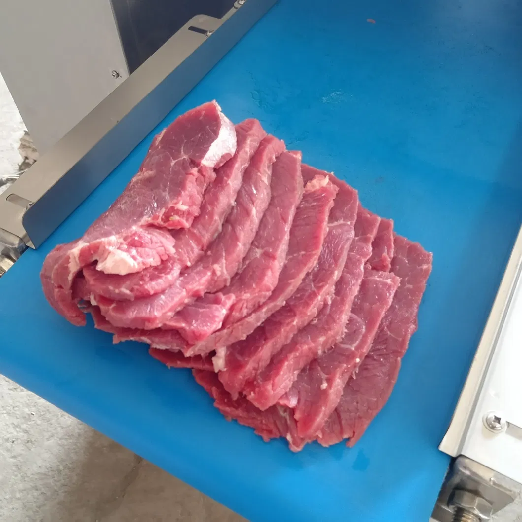 China Factory Price High Quality Fresh Meat Horizontal Slicer Fresh Beef Pork Meat Breast Jerky Slicer 40cm Width Belt Flake Pork Meat Cutting Slicing Machine