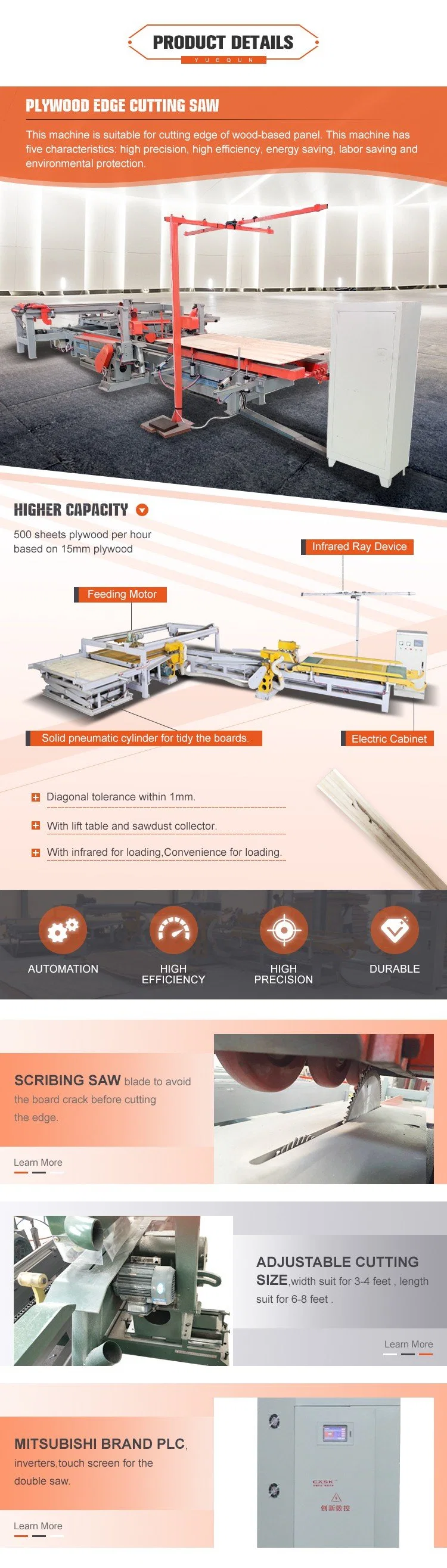 Plywood Double Sizer Dd Saw Edge Trimming Saw Machine for Plywood Edge Cutting Saw Machine