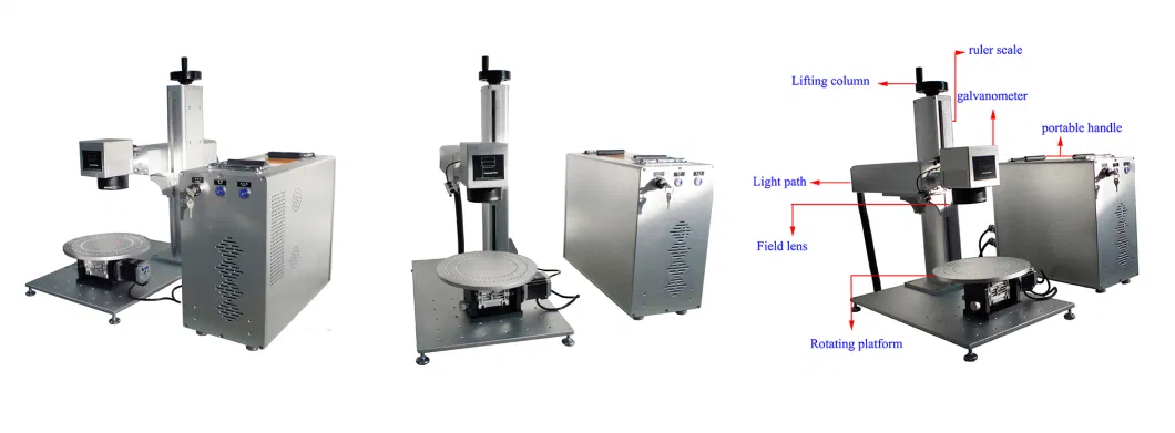 20W Laser Marking Machine for Stainless Steel with Rotate Working Table
