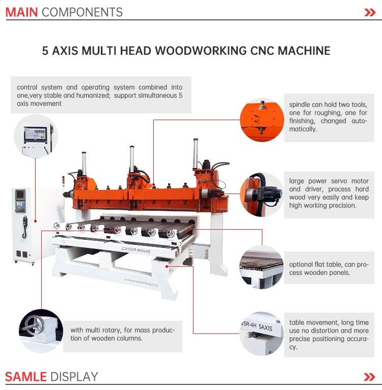 30cm 40cm 50cm Diameter Multi Head Rotary Device 5 Axis Wood Sofa Chair, Sculpture Engraving Cutting Carving CNC Router Machine