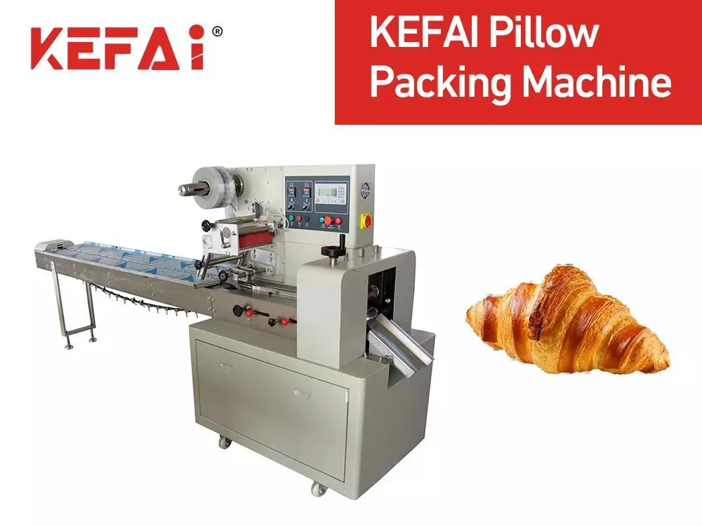 Kefai Automatic Horizontal Tray Bread Cake Cookies Biscuits Candy Pillow Bag Fresh Vegetables Fruits Packaging Flow Pack Wrapping Packing Machine Price