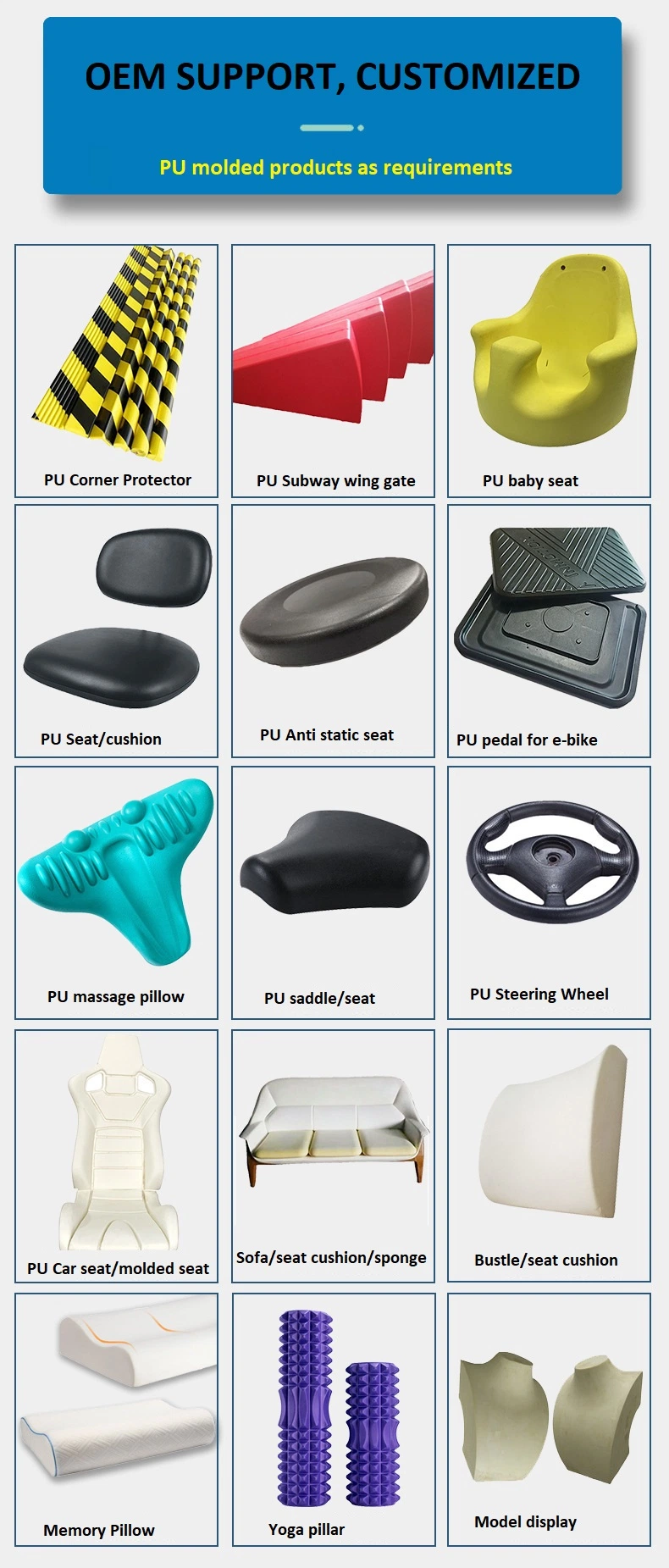 Custom Color Shape PU Foam Polyurethane CNC Cutting Foam Seat