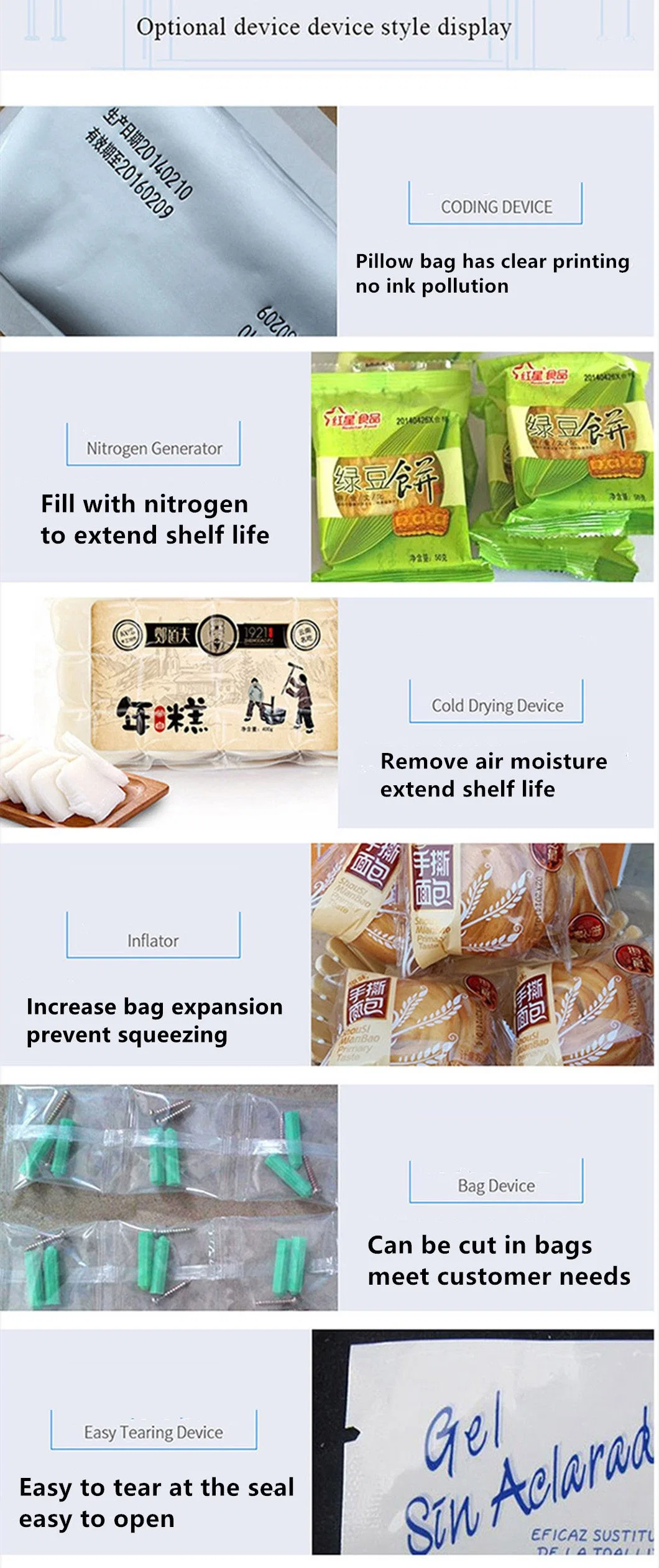 Horizontal Pillow Type Packaging/Packing Machine for Noodles/Sponge/Biscuit with Tray/Cake/Bread