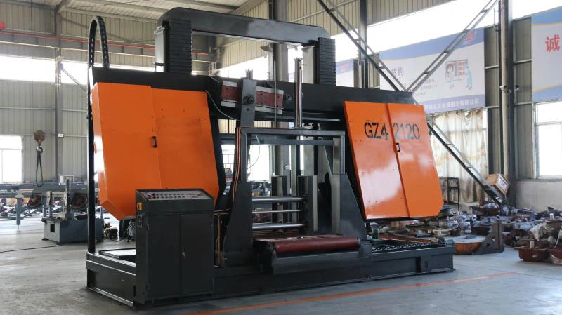 China Gantry Type Horizontal Metal Band Saw Machine Hydraulic Semi-Automatic Metal Cutting Band Sawing Machine