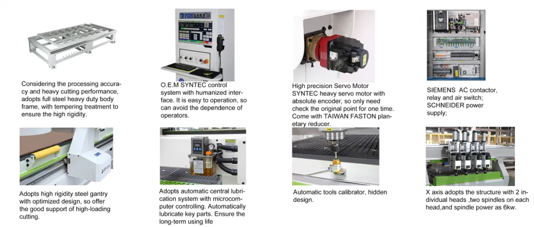 Heavy Duty CNC Nesting Router with 2 Individual Heads for Panel Furniture Processing Woodworking Machine