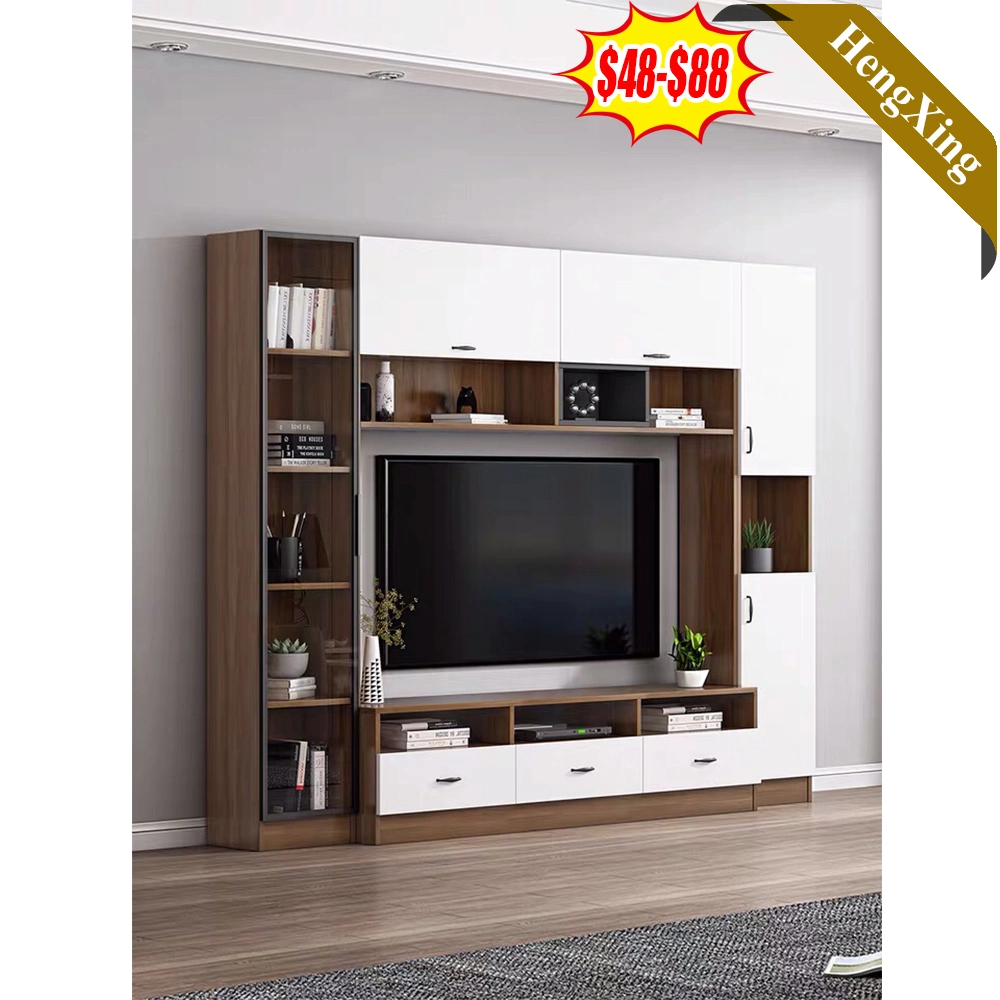 Modern Wooden Kd Seating Room Furniture Bookcase DVD Space TV Stand Living Room Cupboard Designs TV Stand Wall Unit