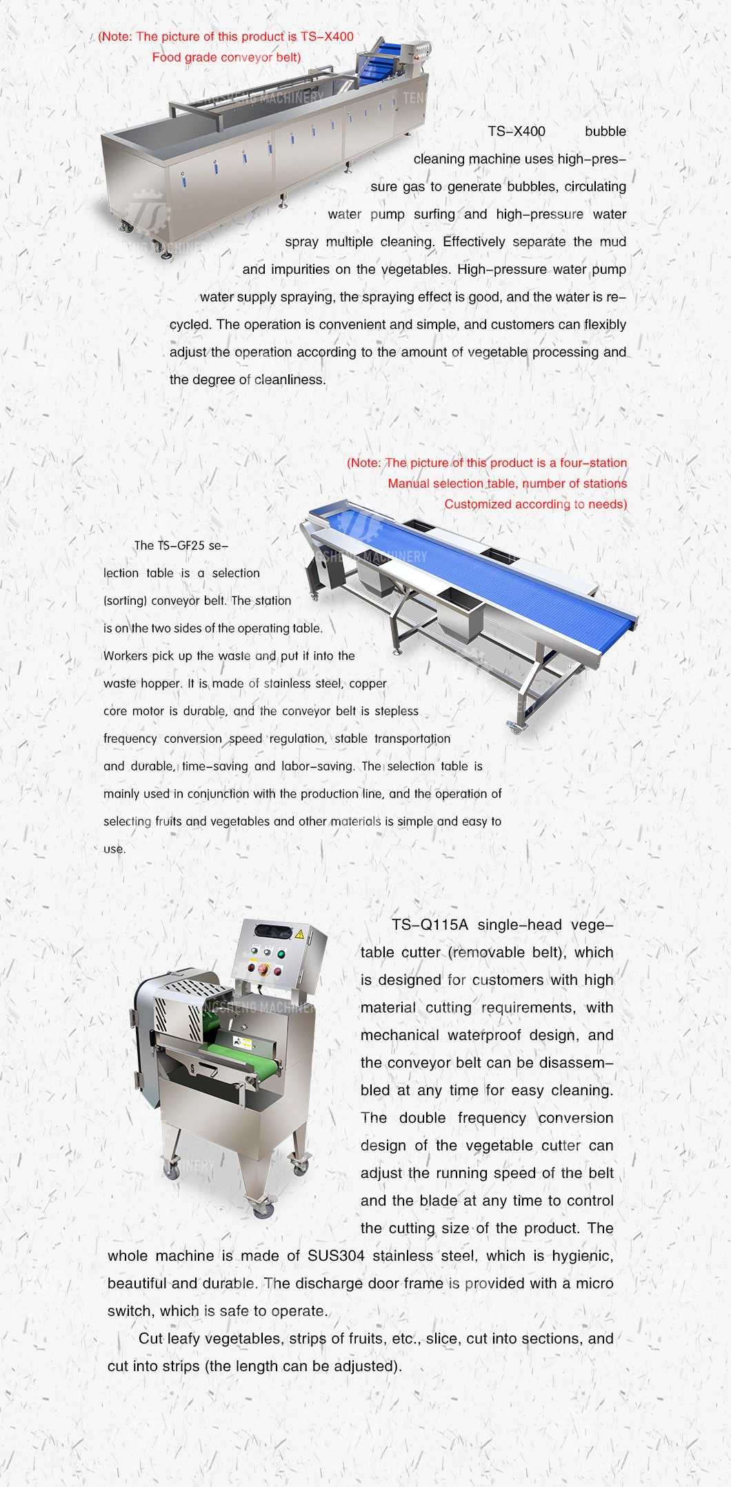 Multifunctional Food Vegetable Hair Roller Bubble Production Line Cleaning Selection and Cutting Machine