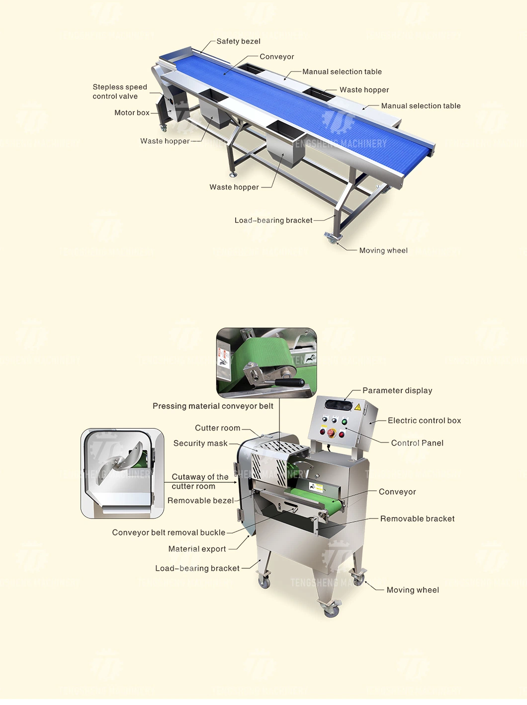 Multifunctional Food Vegetable Hair Roller Bubble Production Line Cleaning Selection and Cutting Machine