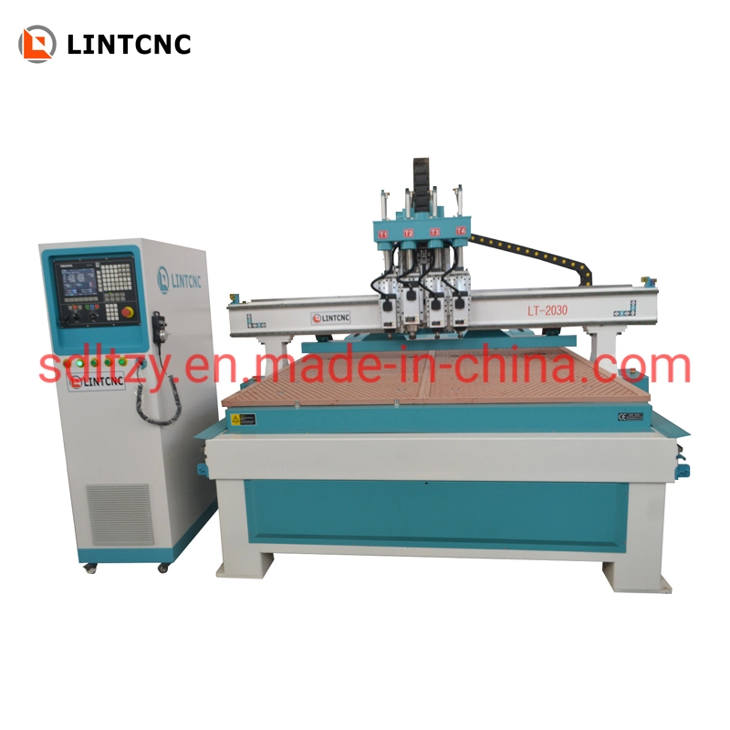 3.5kw Air Cooled Spindle Woodworking Router CNC Machine 2030 1530 4 Axis Vacuum Working Table with Dust Collector Furniture Bed Cupboard Processing 3D