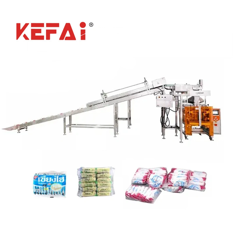 Kefai Automatic Horizontal Tray Bread Cake Cookies Biscuits Candy Pillow Bag Fresh Vegetables Fruits Packaging Flow Pack Wrapping Packing Machine Price