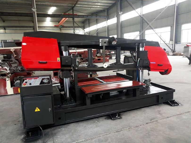 China Gantry Type Horizontal Metal Band Saw Machine Hydraulic Semi-Automatic Metal Cutting Band Sawing Machine